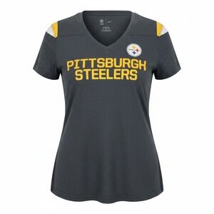 Nike Pittsburgh Steelers Womens XXL Gray Dri-FIT V-Neck NFL Football T-Shirt